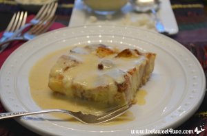 White Chocolate Bread Pudding with Brown Butter Rum Sauce