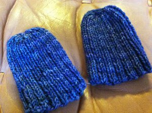 Malabrigo Blue Baby Beanies