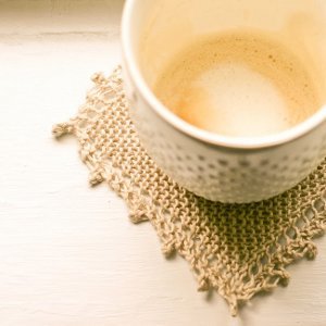 Lace Edged Linen Coasters