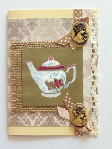 Burlap and Cameo Vintage Card