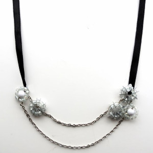 Sparkling Silver Flowers Necklace