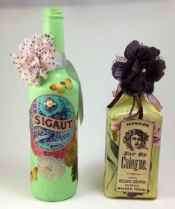 Vintage Decoupaged Bottle