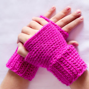 Bright Pink winter Pink Flamingo Fingerless Gloves Crochet Texting Gloves Handmade Crocheted Arm Warmers Urban Chic Boho Victorian Gloves