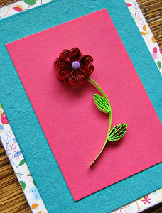 Lovely Quilled Heart Flower Card