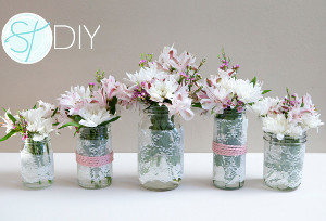 Delicate Lace-Wrapped Mason Jars