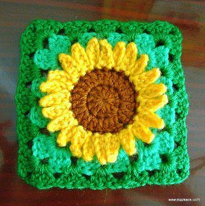 Granny Square Crochet Sunflower Motif Afghan Pattern Beginner Intermediate Skill Level Crochet PDF Digital Pattern In Hours Gift for Mom