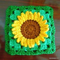 Sunflower Granny Square | AllFreeCrochet.com