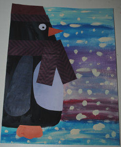 Snowy Landscape Penguin Winter Collage