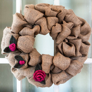 Rosebud Embellished Burlap Wreath