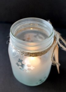 Frosted Snowflake Mason Jar Luminary