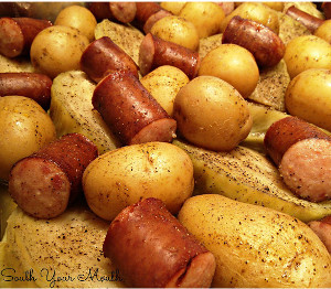 Sausage Steam Pot with Potatoes and Cabbage