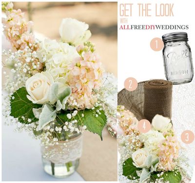 Lace and Burlap Mason Jar Centerpieces