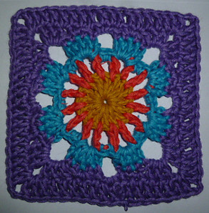 Blue Lotus Flower Crochet Square