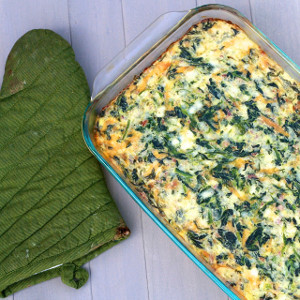 Cheddar, Bacon, and Spinach Egg Casserole
