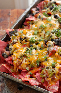 Cheesy Ham and Black Bean Nachos