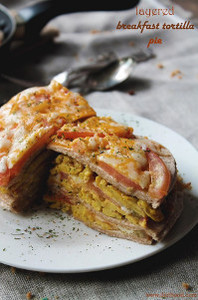 Layered Breakfast Tortilla Pie