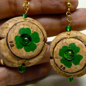 Champagne Cork St. Patrick's Day Earrings