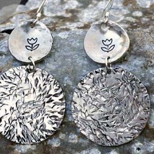 May Flowers Metal Stamped Earrings