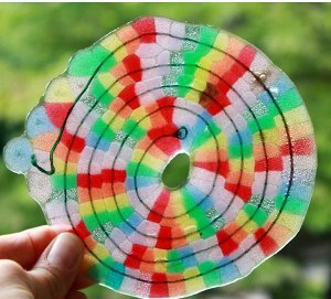 Rainbow Spiral Melted Bead Suncatcher