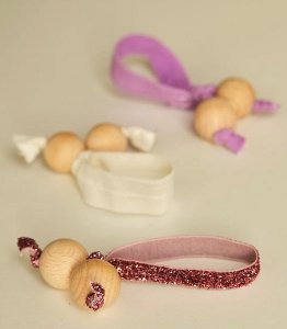 Wooden Bead Hair Ties