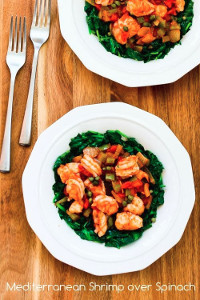 Mediterranean Shrimp over Spinach