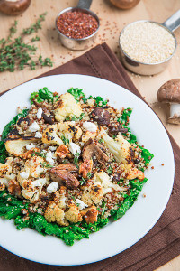Roasted Cauliflower and Mushroom Quinoa Salad
