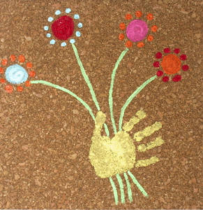 Handprint Art Cork Board