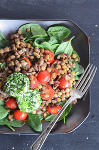 Lentil Salad with Herb Goat Cheese