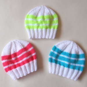 3 Simple Striped Baby Hats