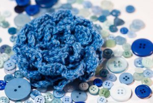 Blue Bell Crocheted Ruffle Rose