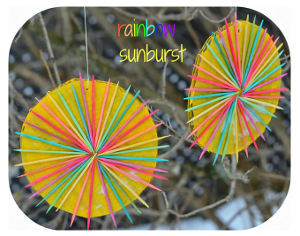 Rainbow Sunburst Cardboard Crafts