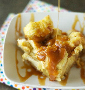 Slow Cooker Bread Pudding with Salted Caramel Sauce