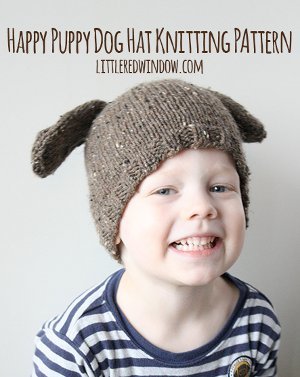 Happy Puppy Dog Hat Knitting Pattern