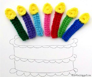Birthday Candle Crochet Applique