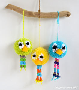 Beaded Birdy Pom Pom Crafts