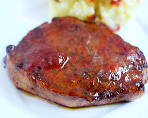 Chipotle Strawberry Glazed Pork Chops and Sun Dried Tomato Mashed Potatoes