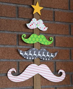 Mustache Christmas Tree Card Holder