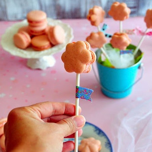 Strawberry Macaron Flower Pops