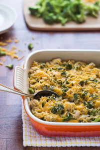 Healthy Cheesy Chicken Broccoli Rice Casserole