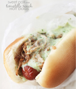 Slow Cooker Sweet Pork and Tomatillo Ranch Hot Dogs