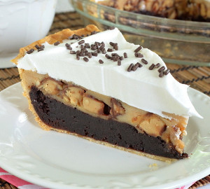 Peanut Butter Snickers Cheesecake Brownie Pie