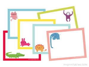 Happy Animals Printable Note Cards