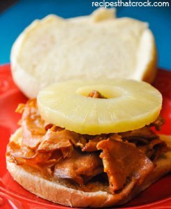 Slow Cooker Hawaiian Ham Sandwiches