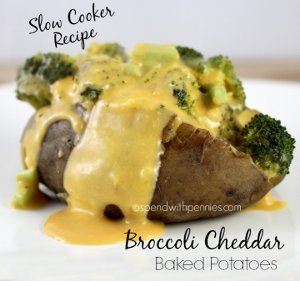 Slow Cooker Broccoli Cheddar Baked Potatoes