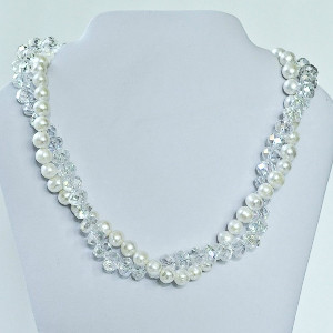 Crystal and Pearl Twist Necklace