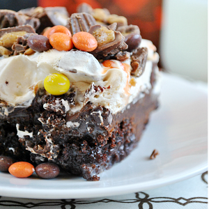 Homemade Reese's Cup Poke Cake