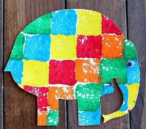 Rainbow Sponge Painted Elephant