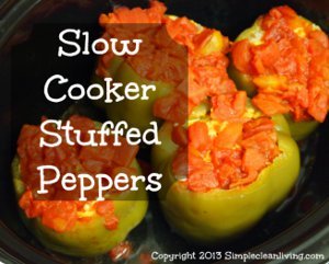 Cheesy Slow Cooker Stuffed Bell Peppers