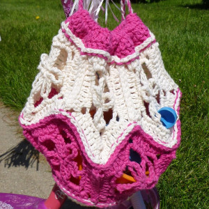 Fun Floral Drawstring Crochet Bag