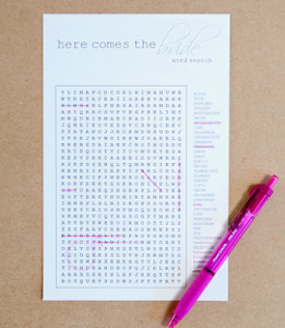 Free Word Search Bridal Shower Game